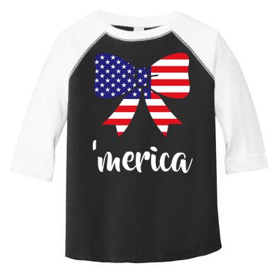 Merica Bow Tie USA Flag Toddler Fine Jersey T-Shirt