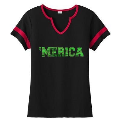 Merica Camo Logo Ladies Halftime Notch Neck Tee