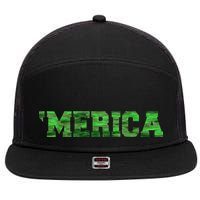 Merica Camo Logo 7 Panel Mesh Trucker Snapback Hat