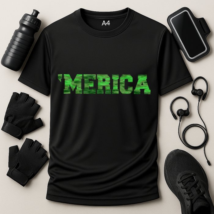 Merica Camo Logo Cooling Performance Crew T-Shirt