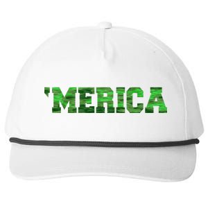 Merica Camo Logo Snapback Five-Panel Rope Hat