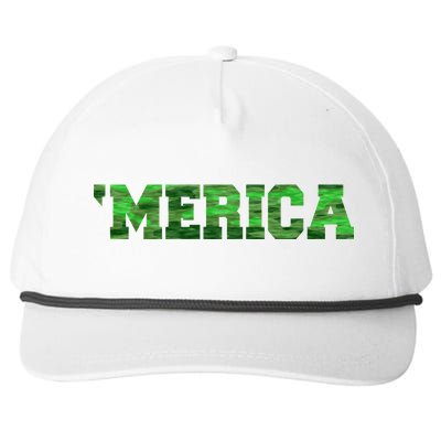 Merica Camo Logo Snapback Five-Panel Rope Hat