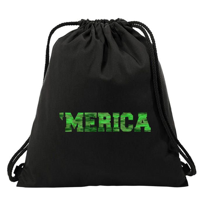 Merica Camo Logo Drawstring Bag