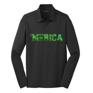 Merica Camo Logo Silk Touch Performance Long Sleeve Polo