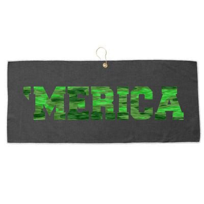 Merica Camo Logo Large Microfiber Waffle Golf Towel