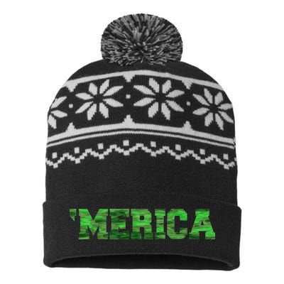 Merica Camo Logo USA-Made Snowflake Beanie