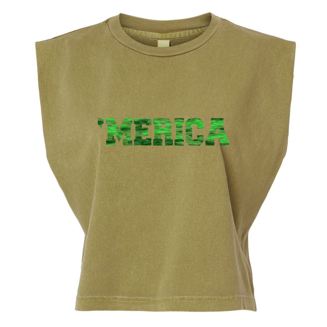 Merica Camo Logo Garment-Dyed Women's Muscle Tee