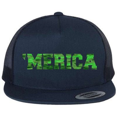 Merica Camo Logo Flat Bill Trucker Hat