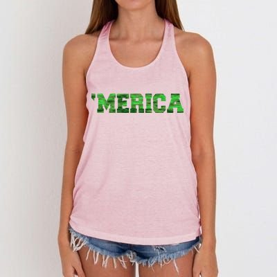 Merica Camo Logo Women's Knotted Racerback Tank