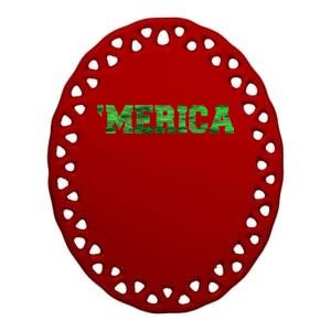 Merica Camo Logo Ceramic Oval Ornament