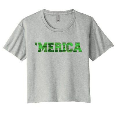 Merica Camo Logo Women's Crop Top Tee