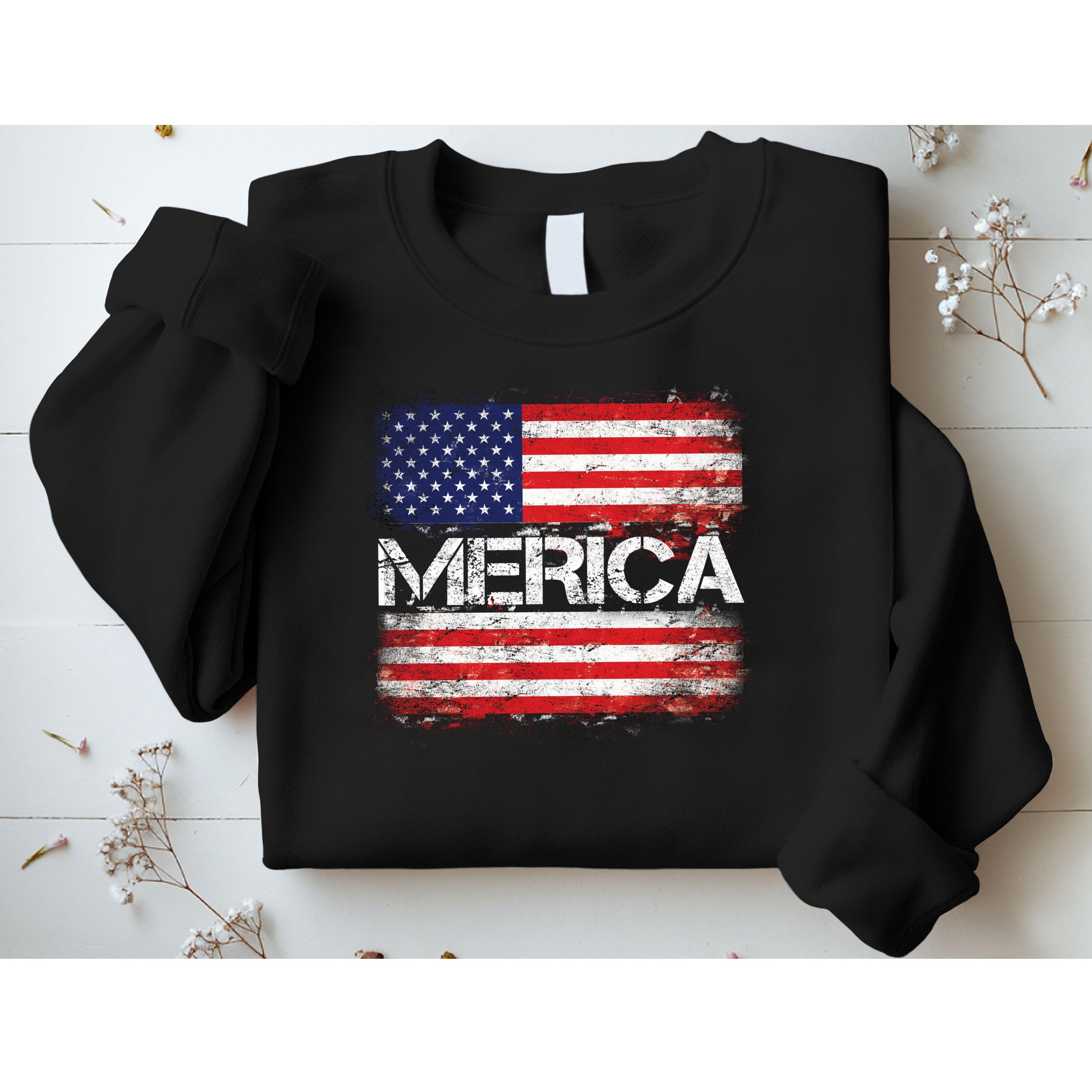 Merica Distressed Flag Sweatshirt