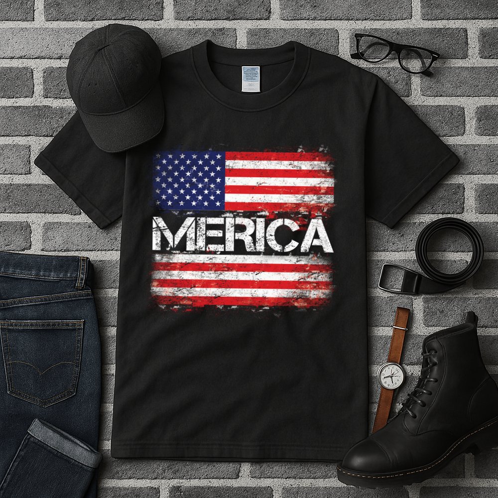 Merica Distressed Flag Tall T-Shirt