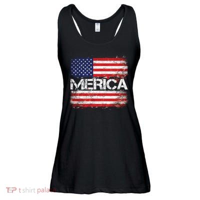 Merica Distressed Flag Ladies Essential Flowy Tank
