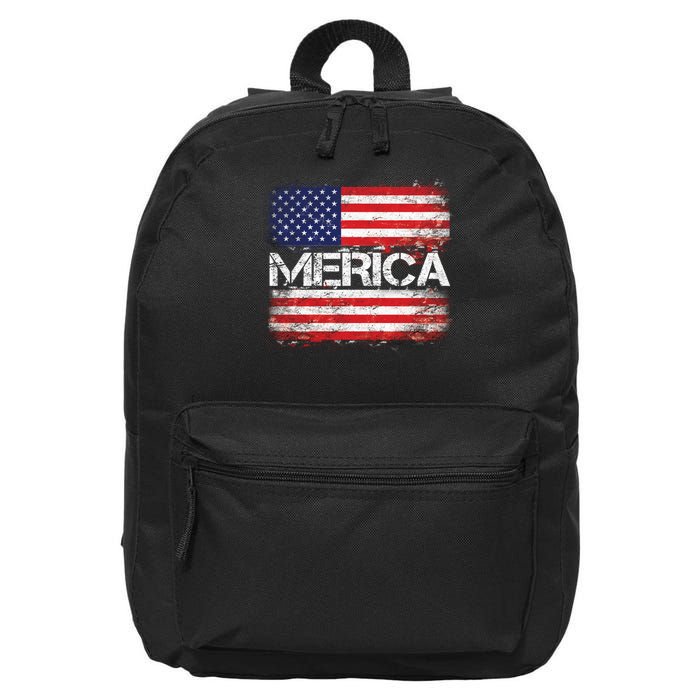 Merica Distressed Flag 16 in Basic Backpack