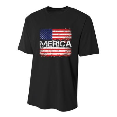 Merica Distressed Flag Youth Performance Sprint T-Shirt