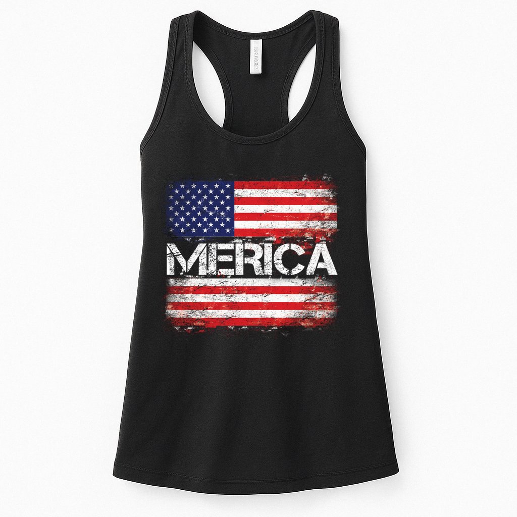 Merica Distressed Flag Womens Tank Top
