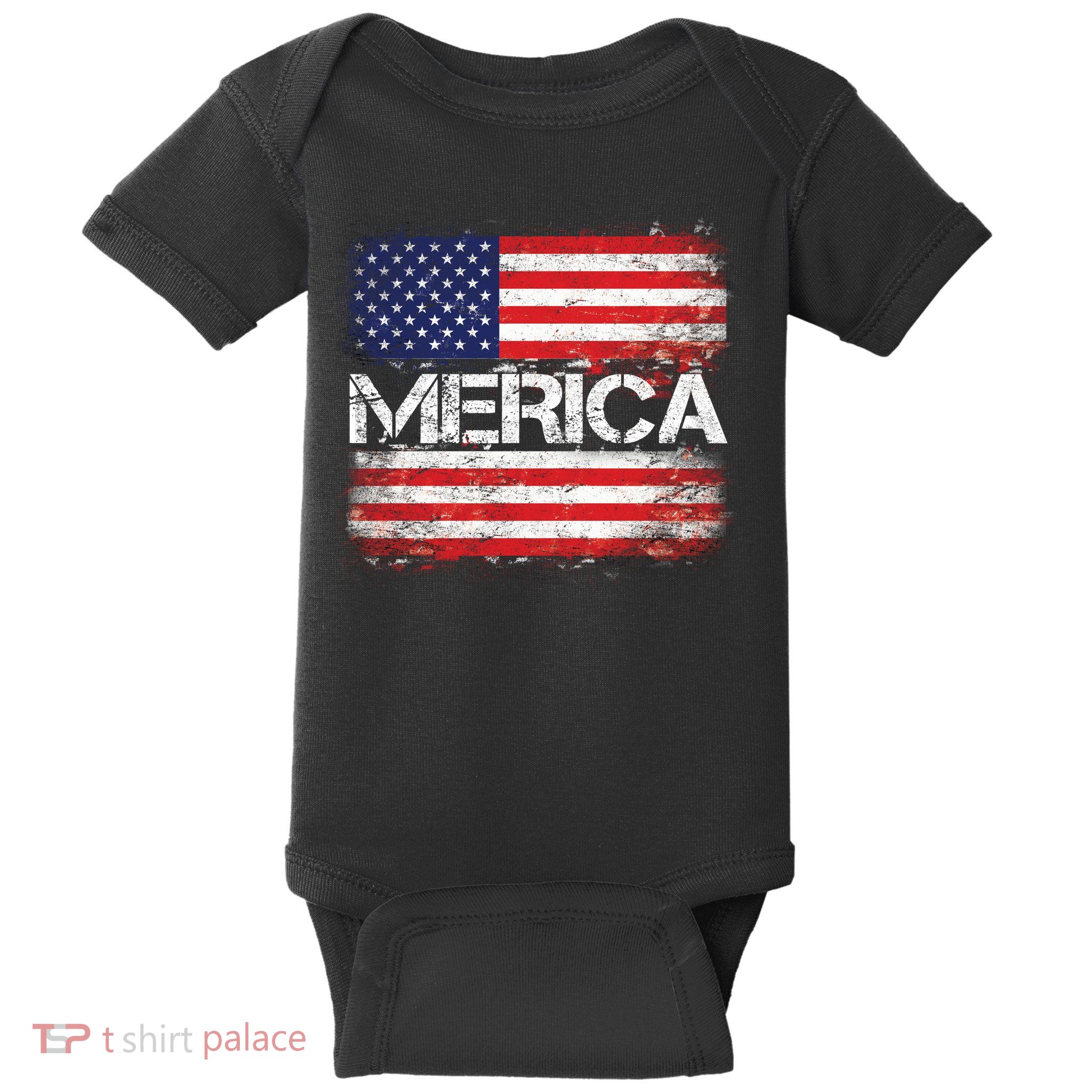 Merica Distressed Flag Baby Bodysuit