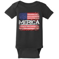 Merica Distressed Flag Baby Bodysuit