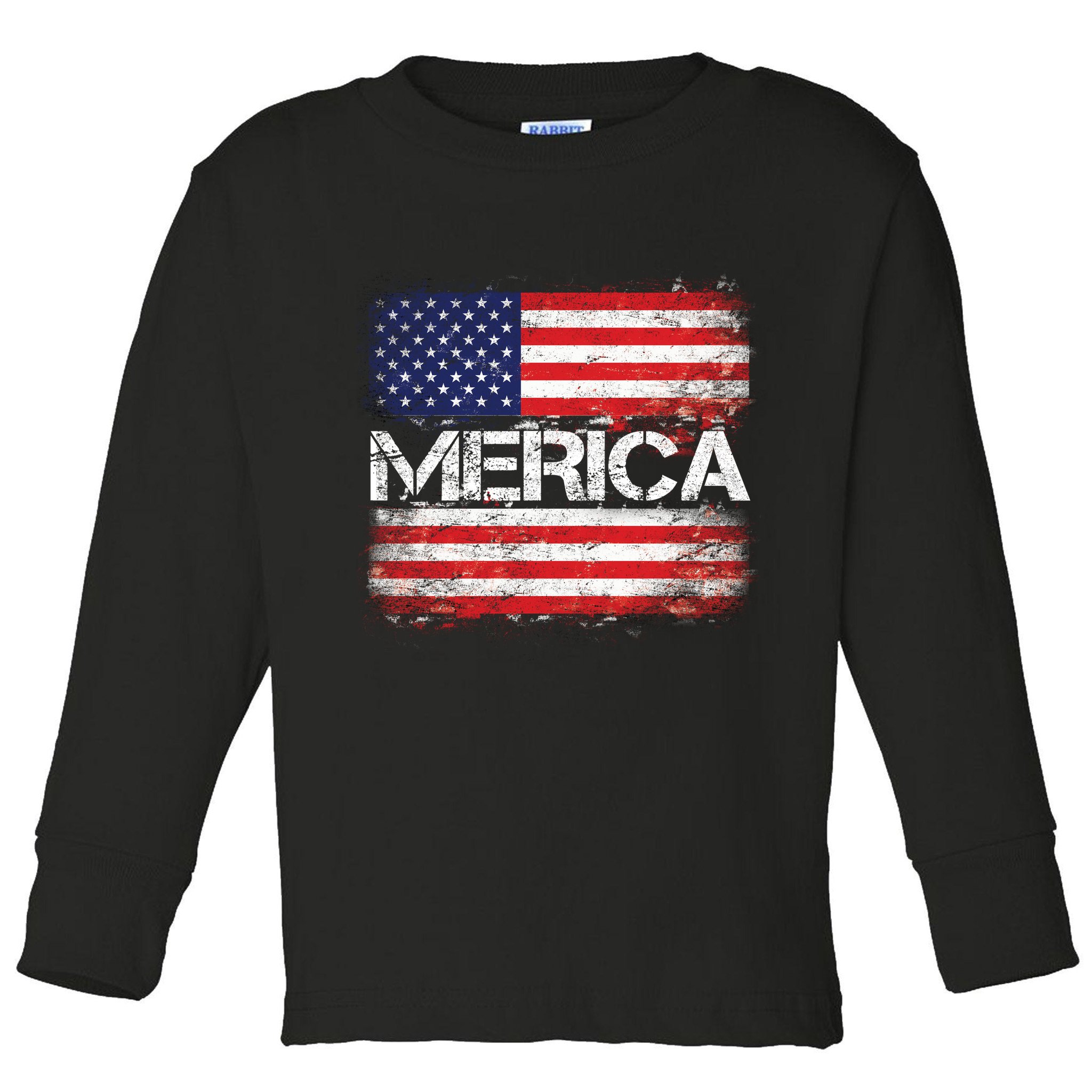Merica Distressed Flag Toddler Long Sleeve Shirt