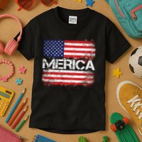 Merica Distressed Flag Kids T-Shirt