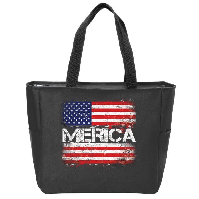 Merica Distressed Flag Zip Tote Bag