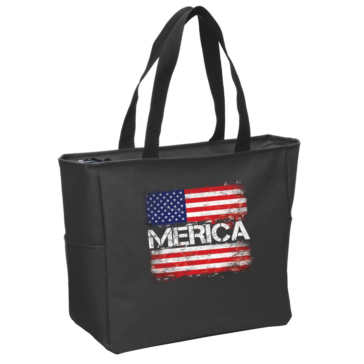 Merica Distressed Flag Zip Tote Bag