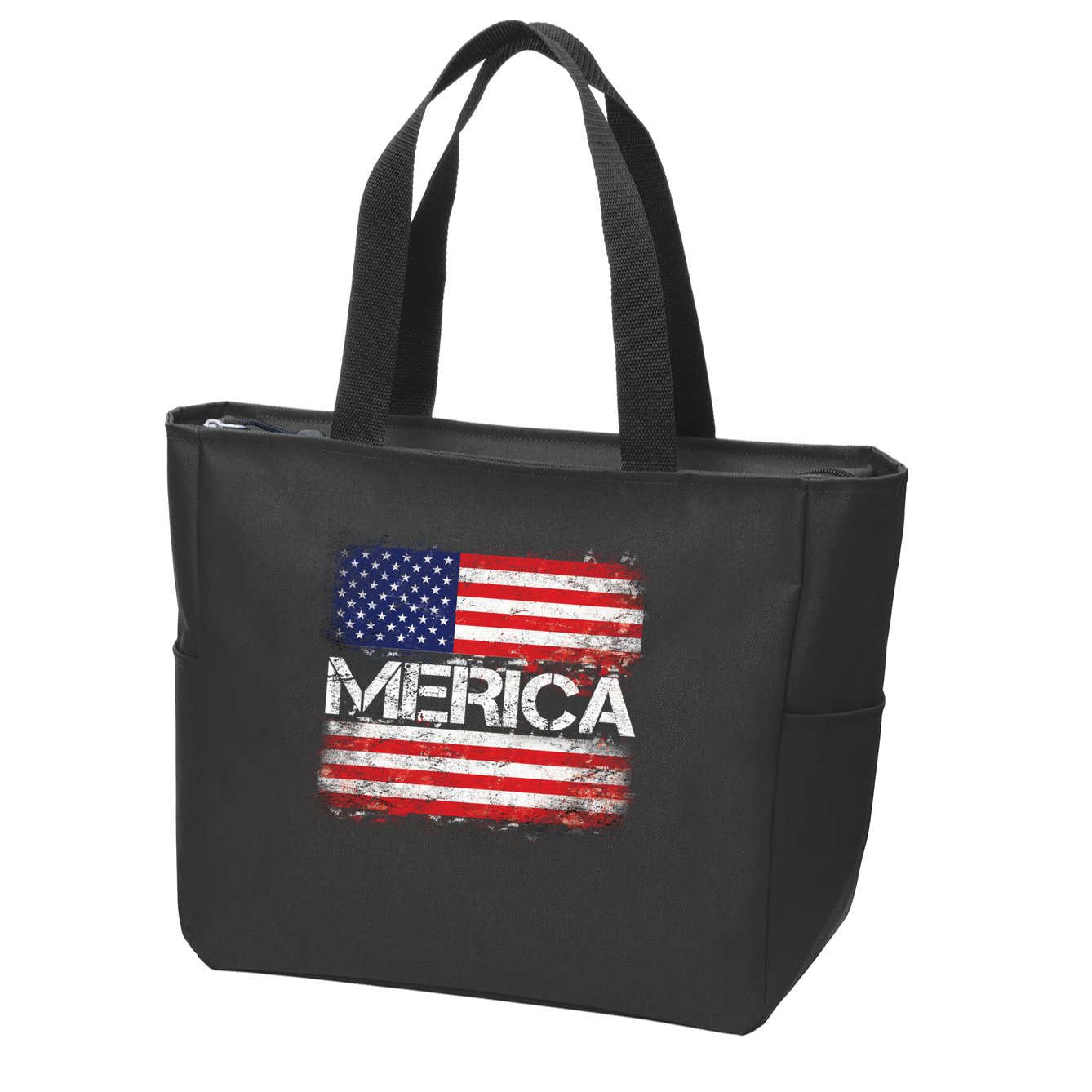 Merica Distressed Flag Zip Tote Bag