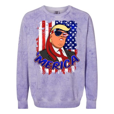 Merica Donald Trump Colorblast Crewneck Sweatshirt