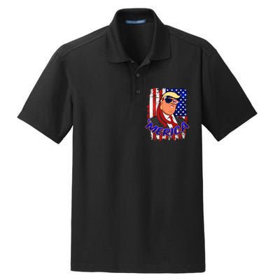 Merica Donald Trump Dry Zone Grid Polo