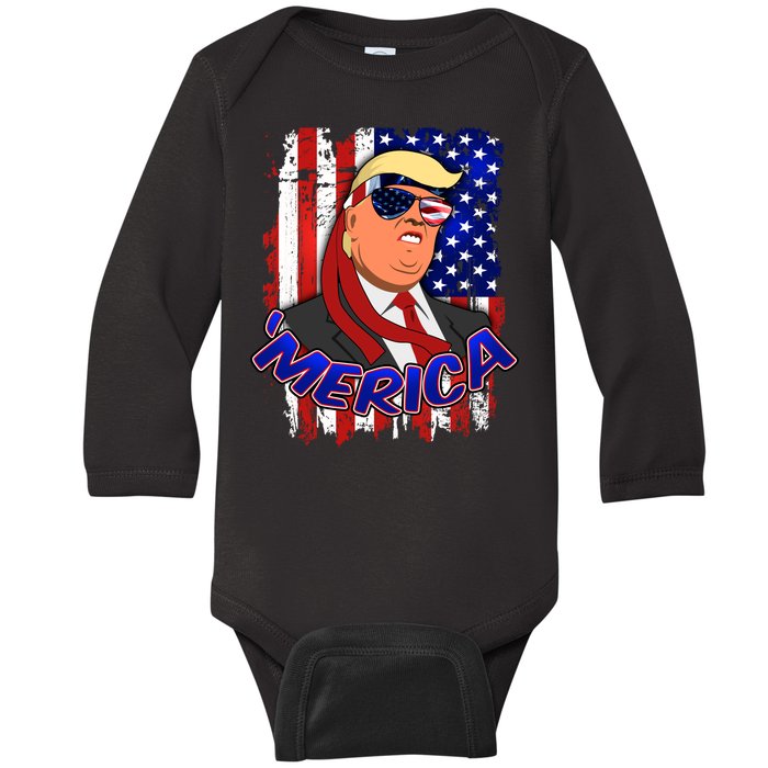 Merica Donald Trump Baby Long Sleeve Bodysuit