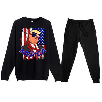 Merica Donald Trump Premium Crewneck Sweatsuit Set