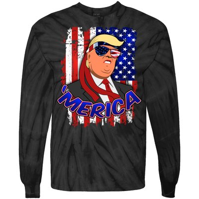 Merica Donald Trump Tie-Dye Long Sleeve Shirt