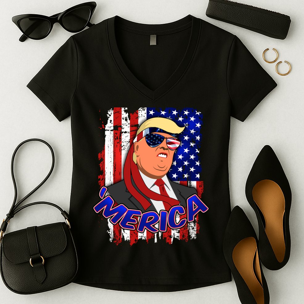 Merica Donald Trump Women's V-Neck T-Shirt