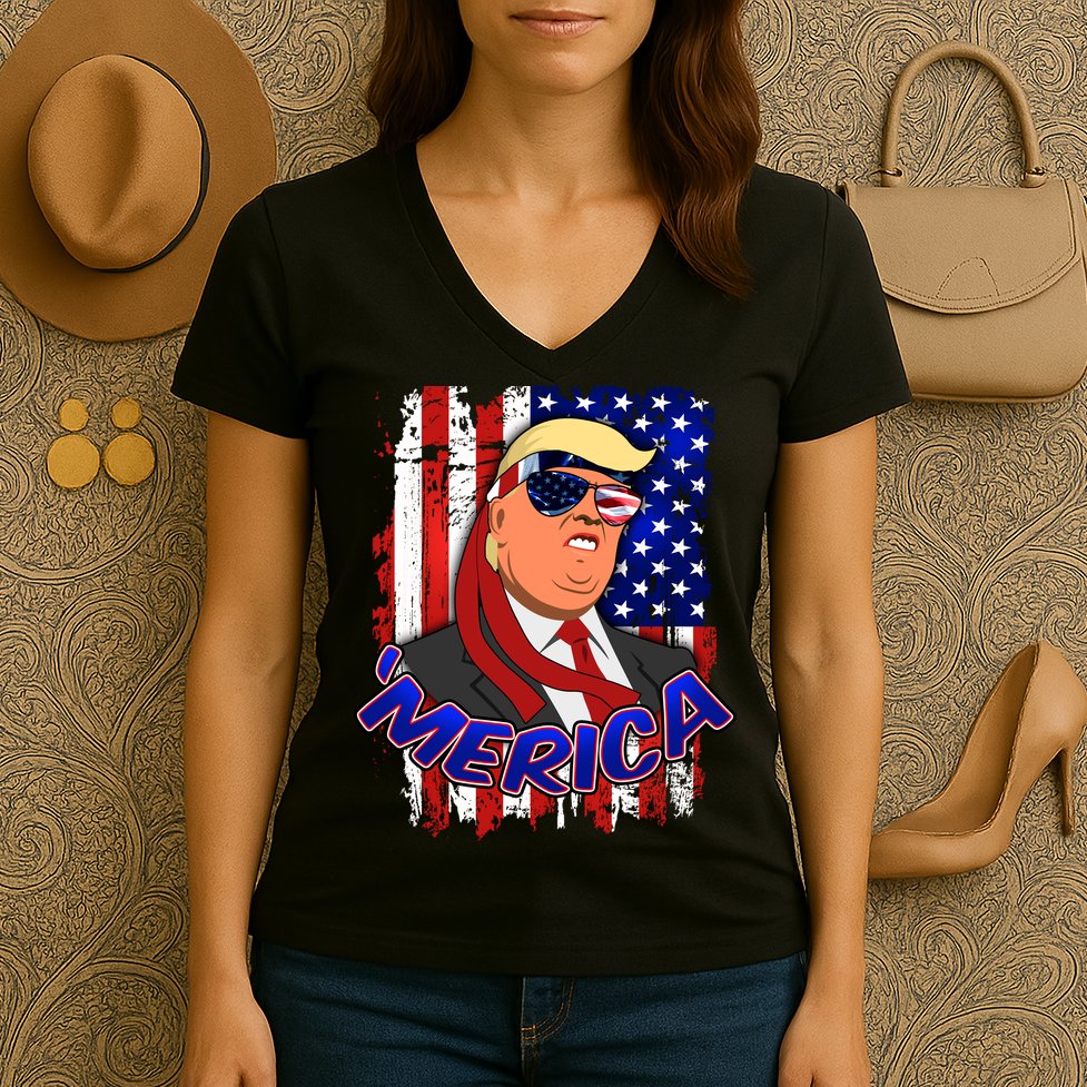 Merica Donald Trump Women's V-Neck T-Shirt