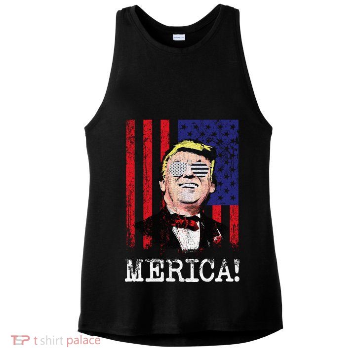 Merica Donald Trump USA Ladies PosiCharge Tri-Blend Wicking Tank