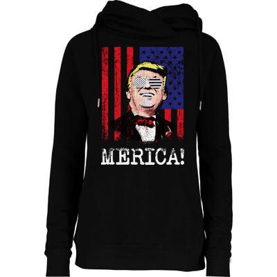 Merica Donald Trump USA Womens Funnel Neck Pullover Hood