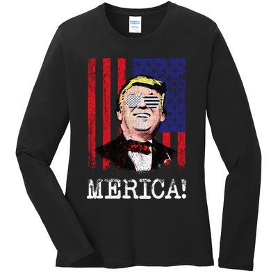 Merica Donald Trump USA Ladies Long Sleeve Shirt
