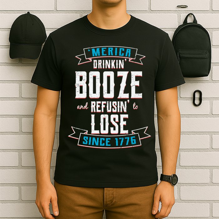 Merica Drinkin' Booze And Refusin' To Lose T-Shirt