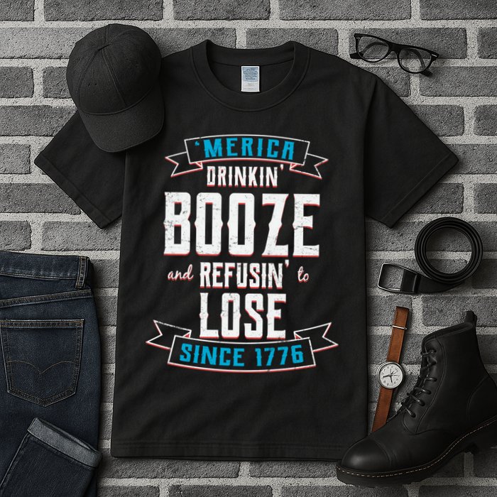Merica Drinkin' Booze And Refusin' To Lose Tall T-Shirt