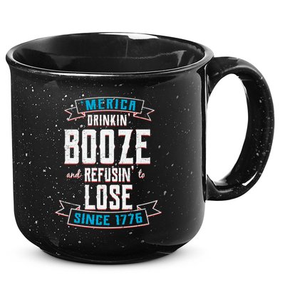 Merica Drinkin' Booze And Refusin' To Lose 15oz Campfire Ceramic Mug