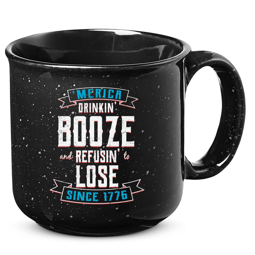 Merica Drinkin' Booze And Refusin' To Lose 15oz Campfire Ceramic Mug