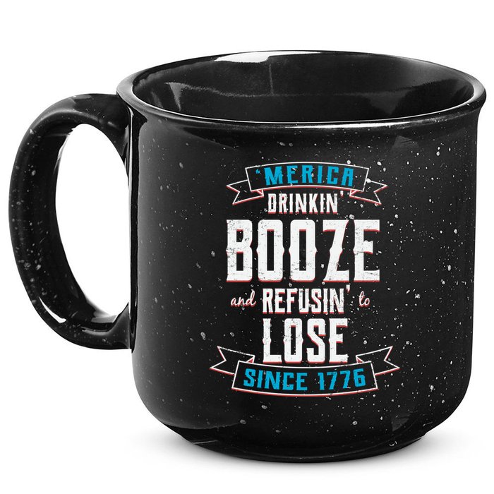 Merica Drinkin' Booze And Refusin' To Lose 15oz Campfire Ceramic Mug