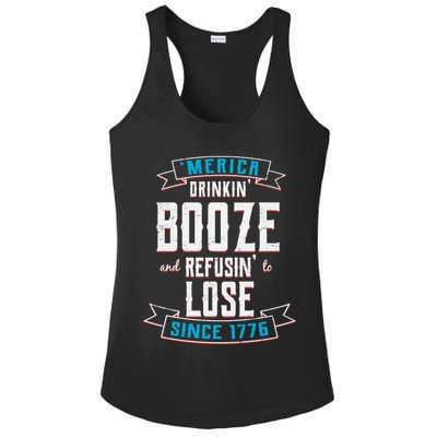 Merica Drinkin' Booze And Refusin' To Lose Ladies PosiCharge Competitor Racerback Tank