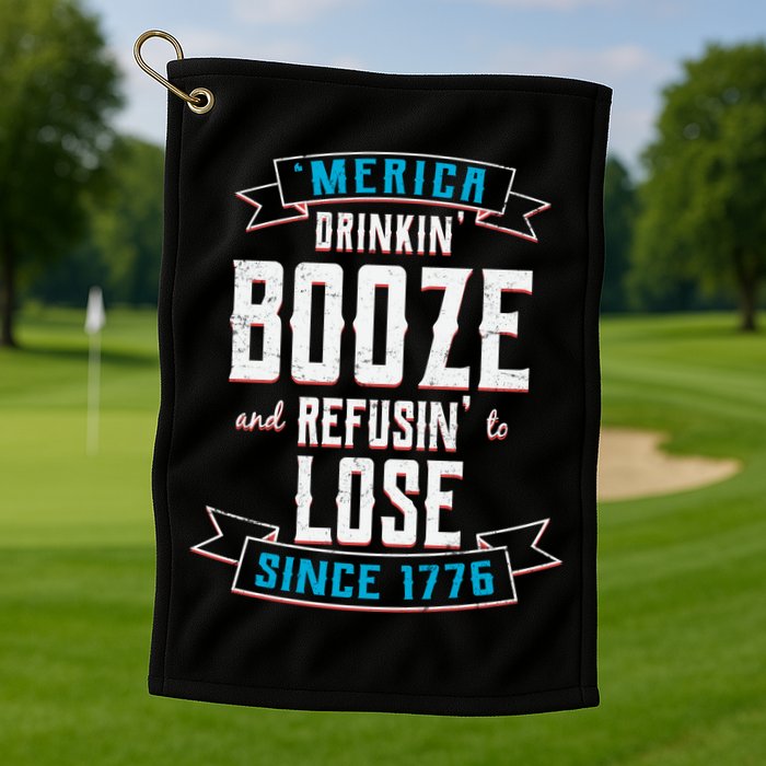 Merica Drinkin' Booze And Refusin' To Lose Golf Towel