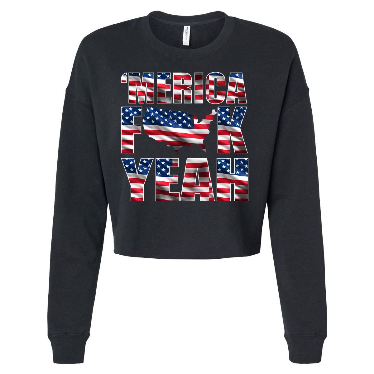 Merica Fck Yeah Cropped Pullover Crew
