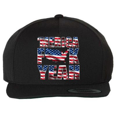 Merica Fck Yeah Wool Snapback Cap