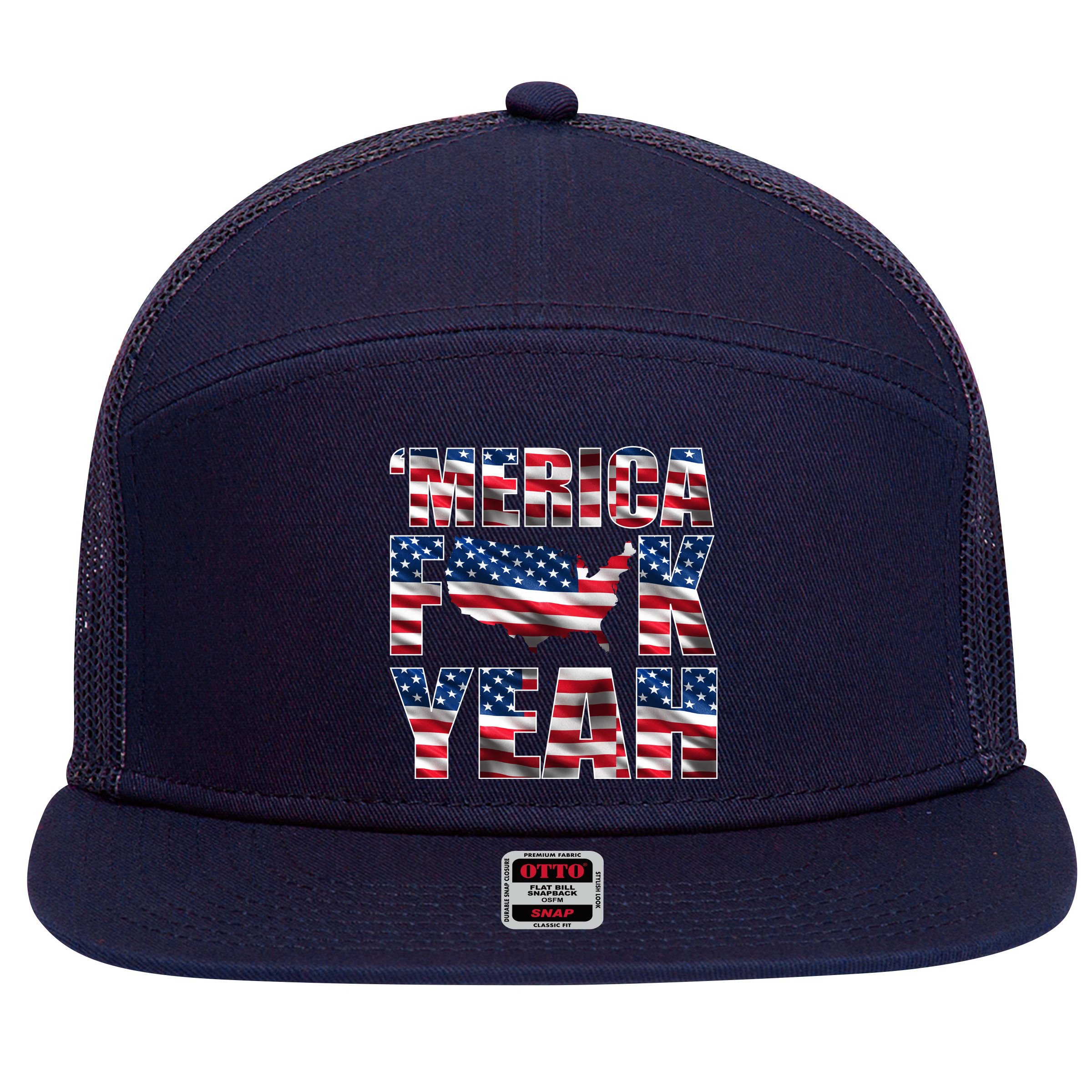 Merica Fck Yeah 7 Panel Mesh Trucker Snapback Hat