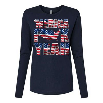 Merica Fck Yeah Womens Cotton Relaxed Long Sleeve T-Shirt