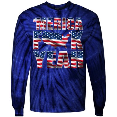 Merica Fck Yeah Tie-Dye Long Sleeve Shirt